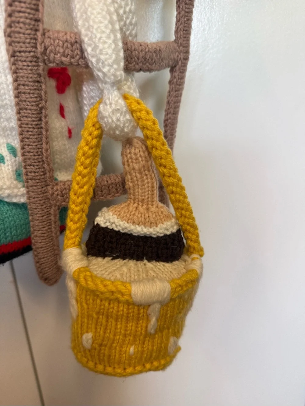 Handmade Knit Clown Doll - great details.  Classroom or nursery decor.